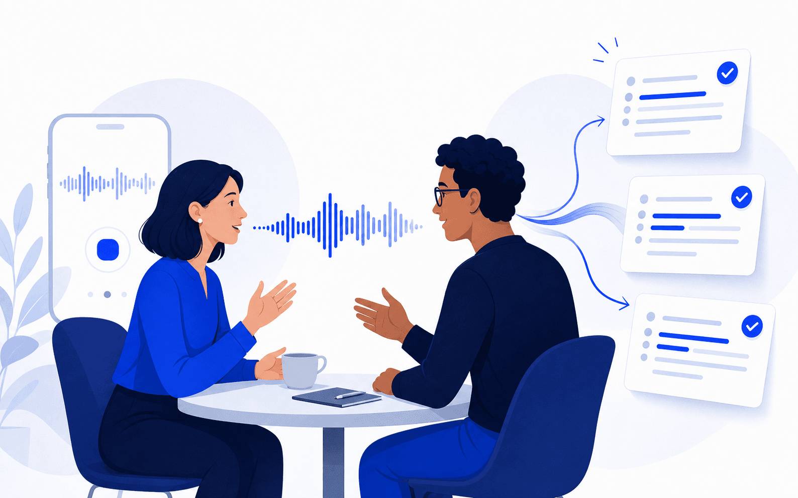 A conversation becoming organized notes through MicNoter